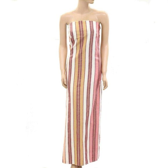 Ilio Nema Dione Naxos Stripe Strapless Maxi Long Dress Tube Printed S New - Picture 1 of 6